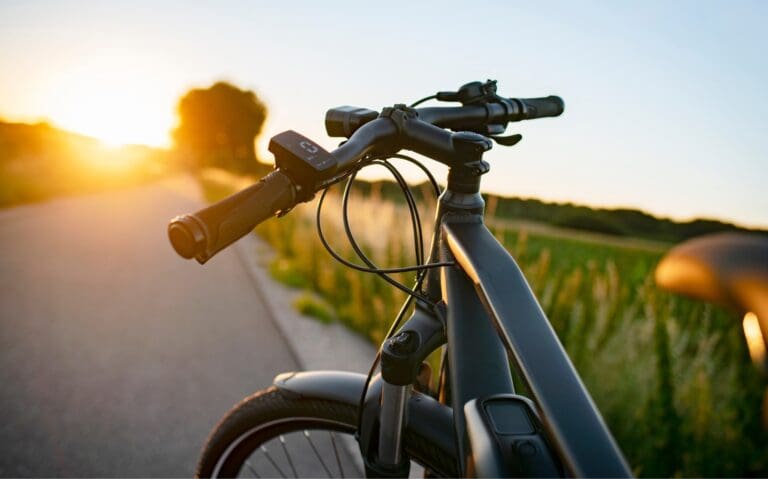 Mountain bike and beautiful sunset